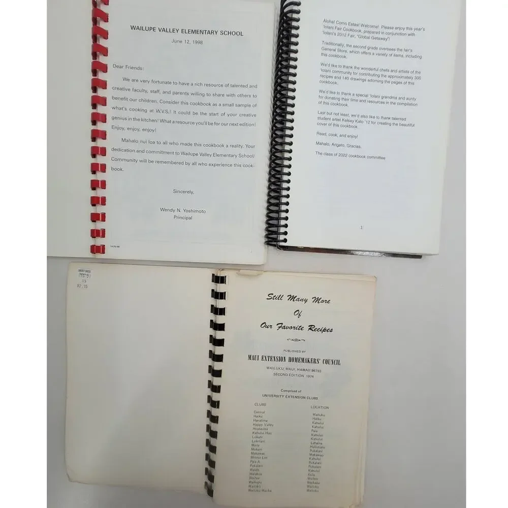 Vintage Hawaiian Spiral Bound Recipe Cookbooks Set of 3‎